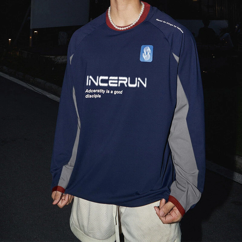 (image for) INCERUN Mens Slogan Print Long Sleeve T-Shirt Casual Loose Fit Tee Crew Neck Top Spring Fall S-5XL